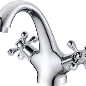 Monobloc Basin Mixer Tap – Dual Lever Hot & Cold, Chrome Finish