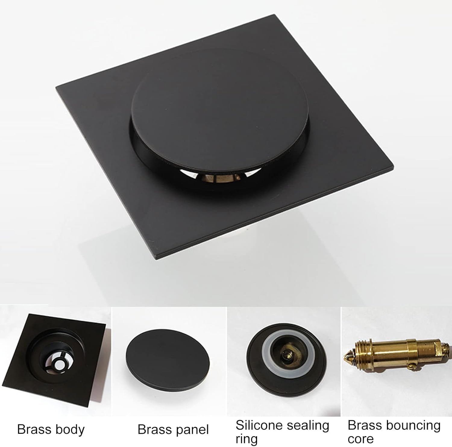 Black Pop Up Floor Drain – Brass Anti-Odor Shower Waste - Image 5