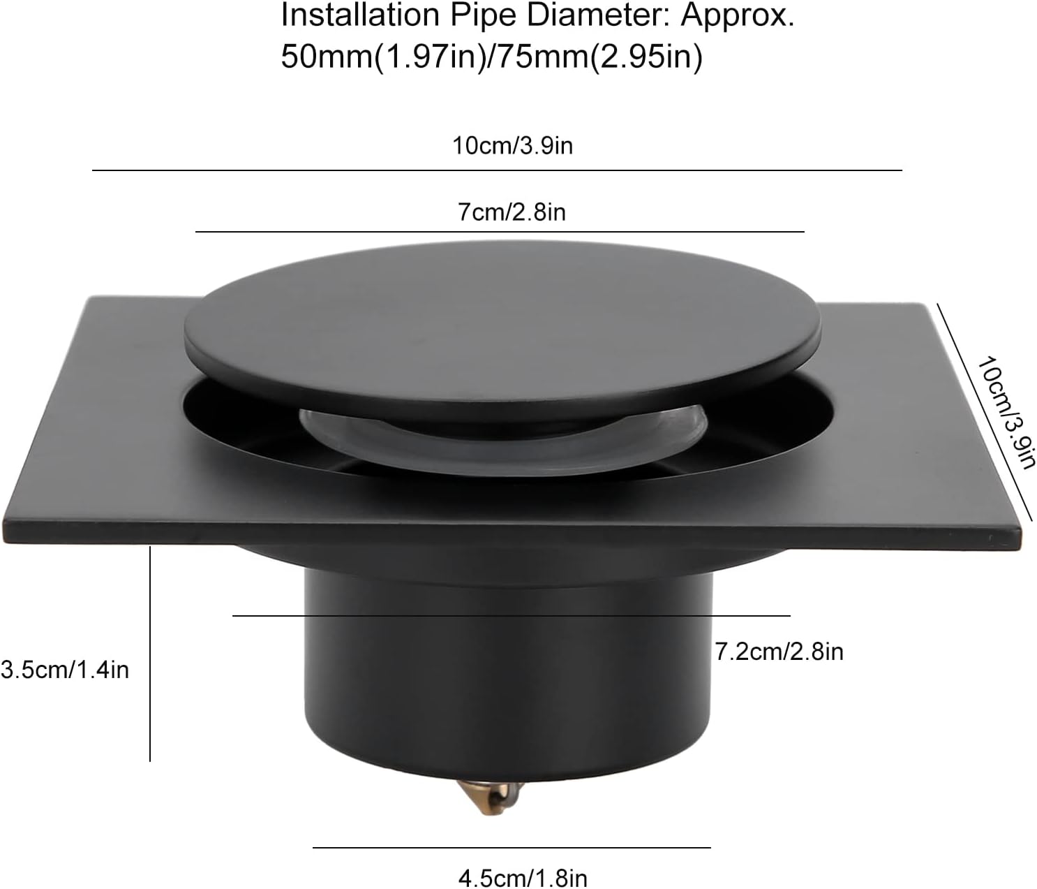 Black Pop Up Floor Drain – Brass Anti-Odor Shower Waste - Image 7