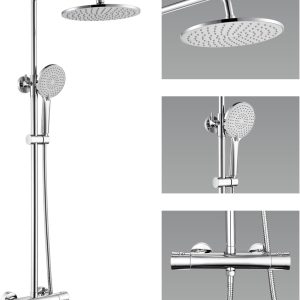 Thermostatic Shower Mixer Set – Rainfall Head & 3-Mode Handheld, Anti-Scald Valve