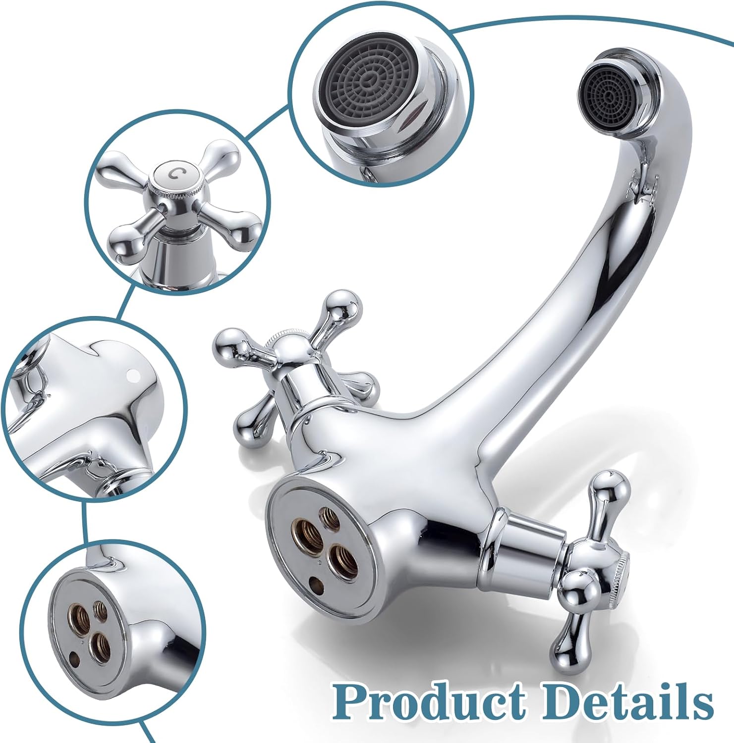 Monobloc Basin Mixer Tap – Dual Lever Hot & Cold, Chrome Finish - Image 7