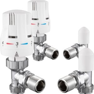 2 Pack Thermostatic Radiator Valve – Angled TRV with Lockshield