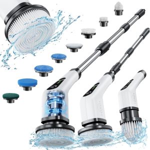 Cordless Spin Scrubber – Adjustable Speed 300/400RPM, Long Handle