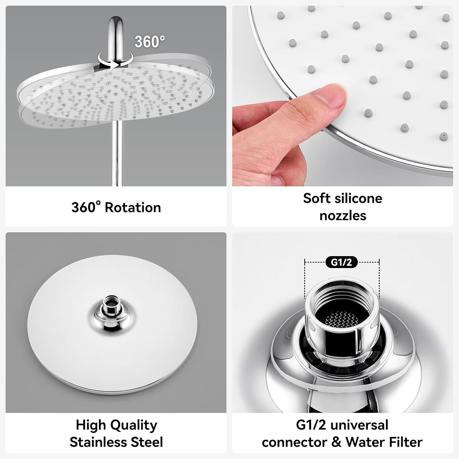 Thermostatic Shower Mixer Set – Rainfall Head & 3-Mode Handheld, Anti-Scald Valve - Image 5