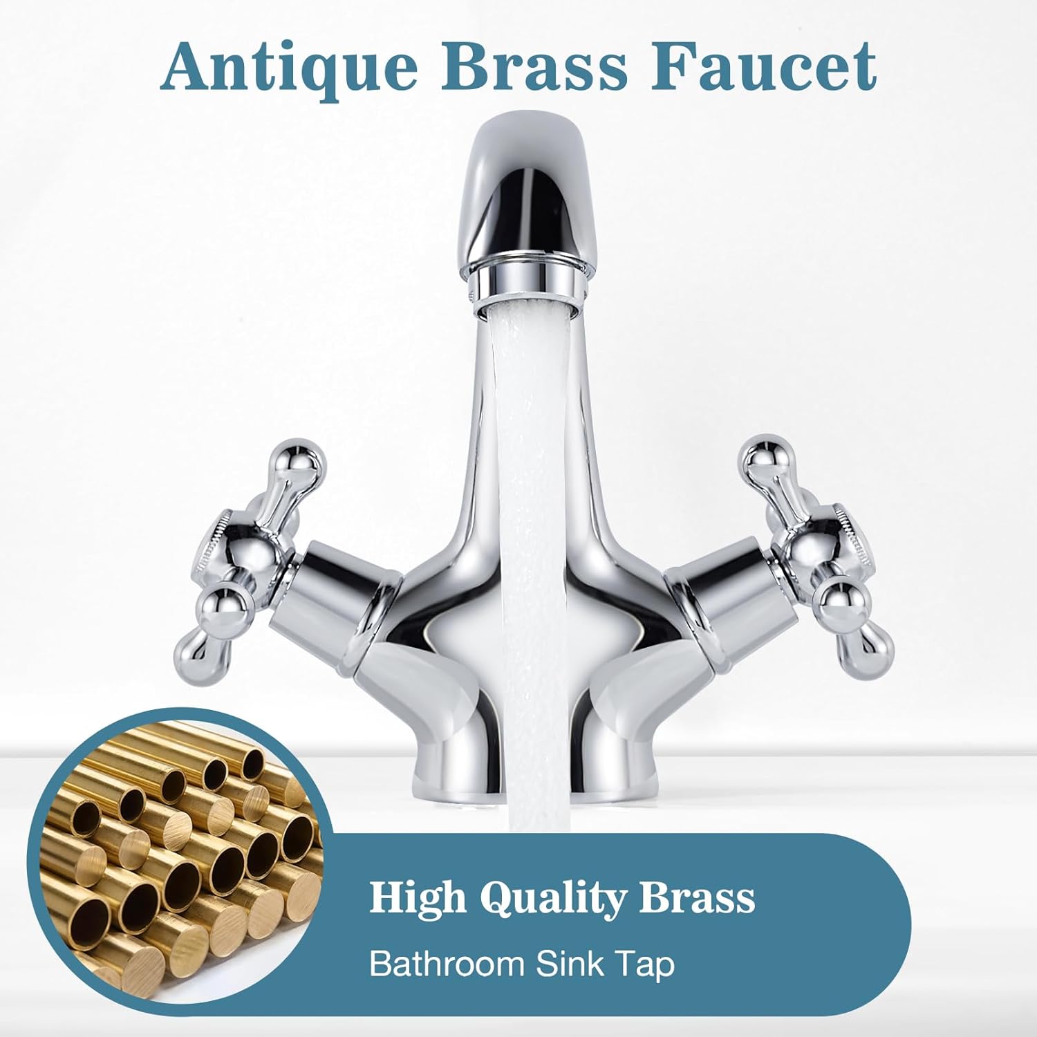 Monobloc Basin Mixer Tap – Dual Lever Hot & Cold, Chrome Finish - Image 5