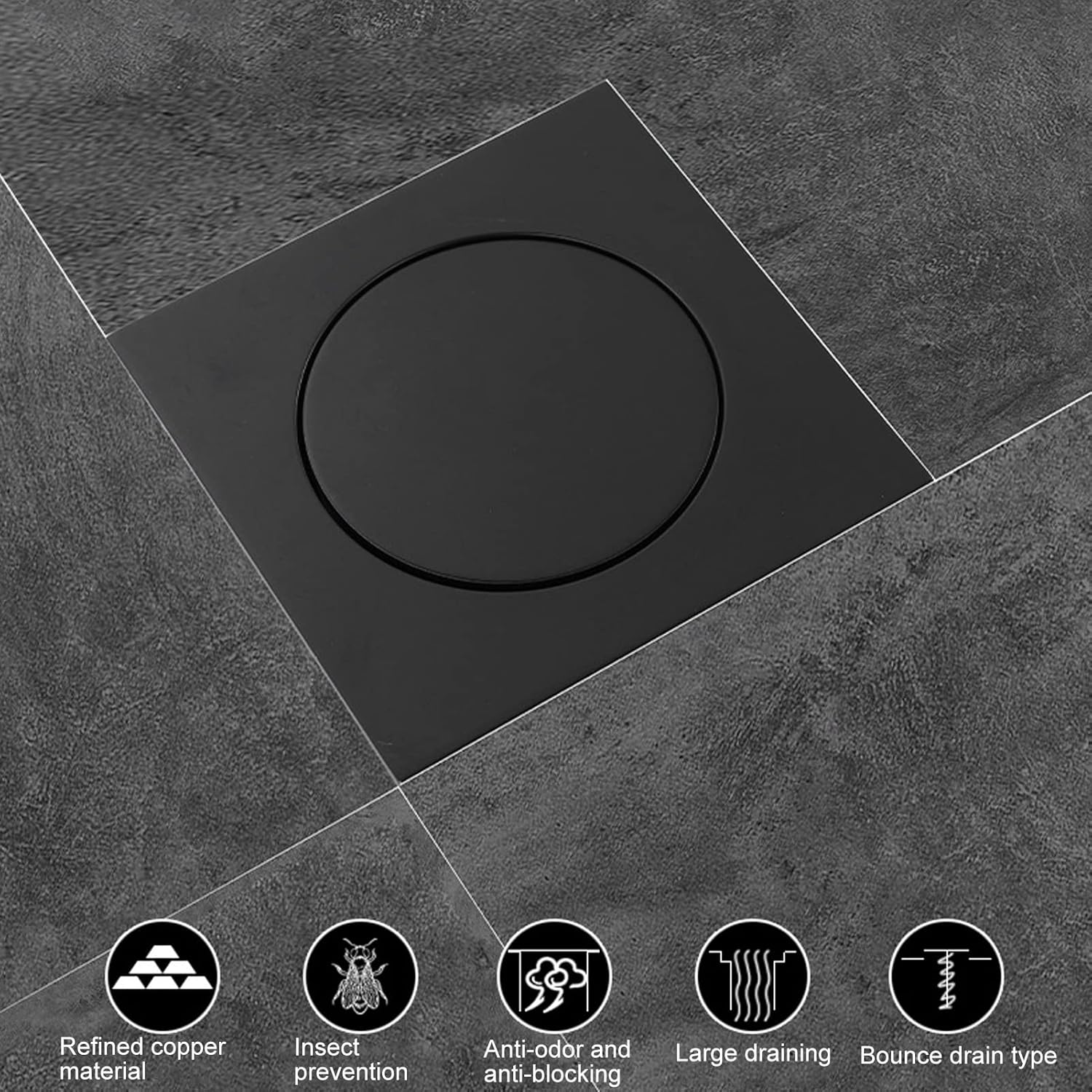 Black Pop Up Floor Drain – Brass Anti-Odor Shower Waste - Image 4