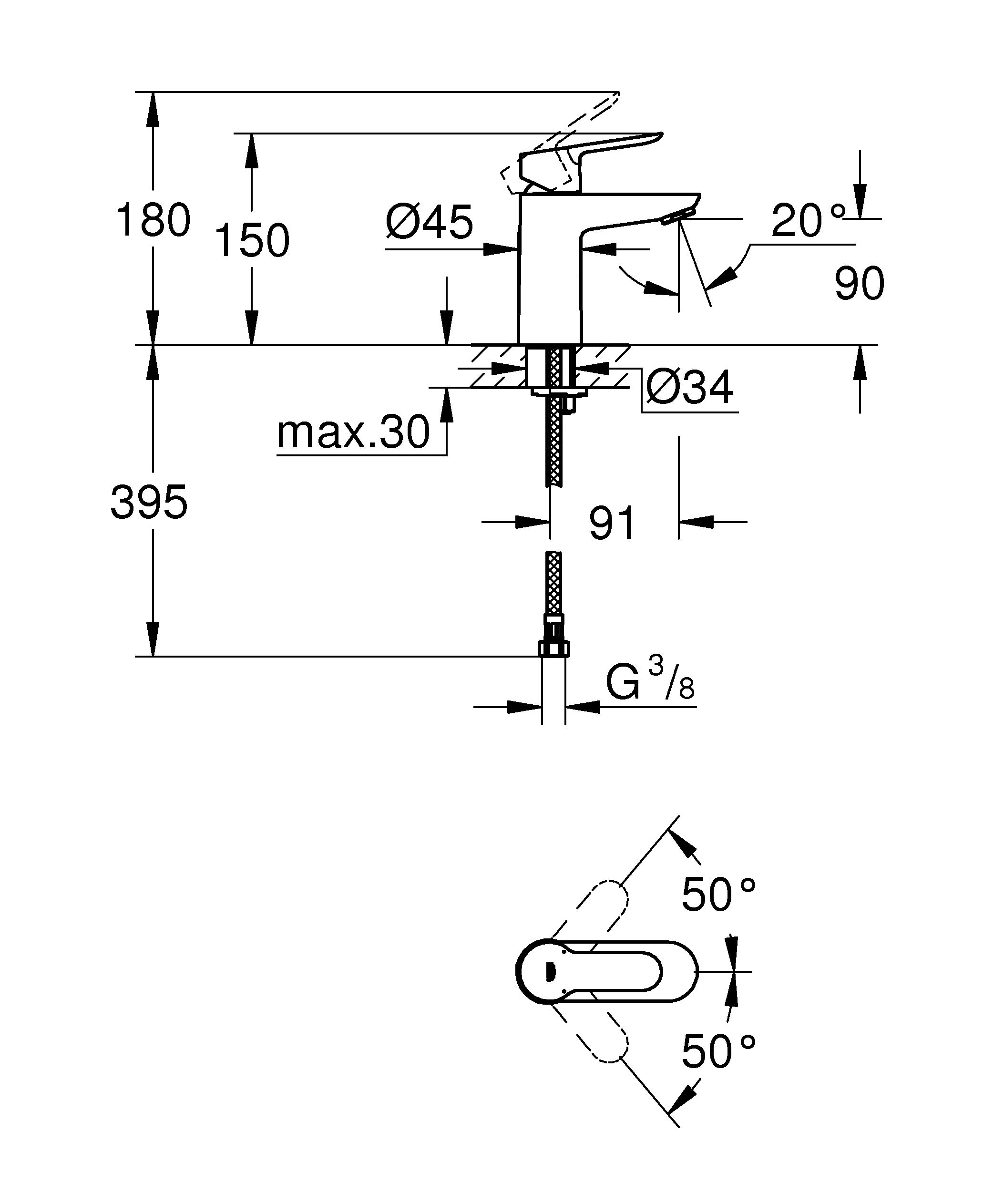 Basin Mixer Tap 144mm Chrome (Single Lever, 1-Hole, 28mm Cartridge) - Image 3